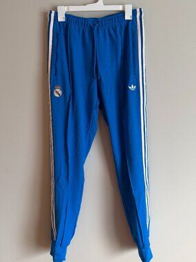Adidas JN3057 Mens Medium Real Madrid Terrace Icons Track Pants Blue